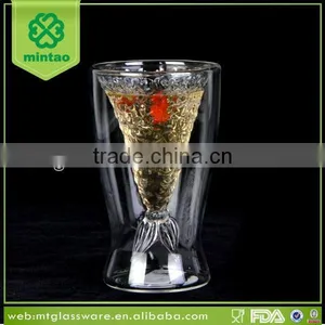 Unique Beautiful Double Wall Drinking Glass Tumbler thumbnail-1