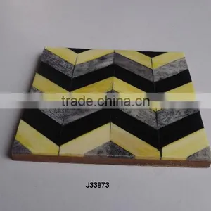 Three Colour Chevron Patron Cattle Bone Coaster Available in Other Colours thumbnail-1