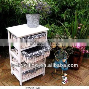 100% Willow and Wood Material Hand Made Cheap White Wicker Furniture With Wicker Basket Drawer thumbnail-5