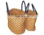 HANDBAG, LEATHER HANDLE HANDBAG, WATER HYACINTH HANDBAG thumbnail-1