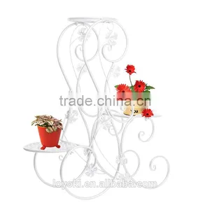 3-Tiered Scroll Decorative Metal Garden Patio Standing Plant Flower Pot Rack Display Shelf Holds 3-Flower Pot Stand thumbnail-4