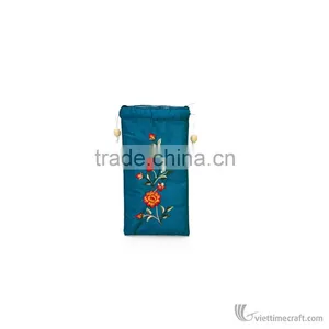 HOT SALE !!! Embroidery Handmade Glasses Bag, Brocade Withdraw Bag, Flower Pattern Handicraft in Vietnam thumbnail-2