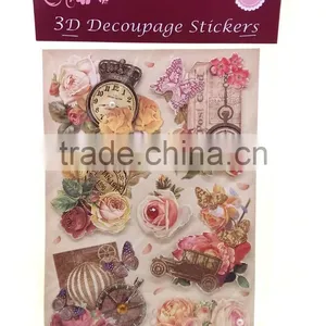 Antique Clock Style Sticker, Hot Sale 3D Decoupage Stickers, Craft Gift Sticker for Decoration thumbnail-1