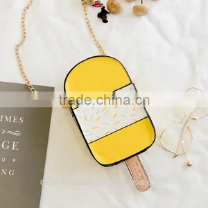Bag 2017 Girls Shoulder Long Strip Bag Yellow Ice Cream Designer Bag thumbnail-1