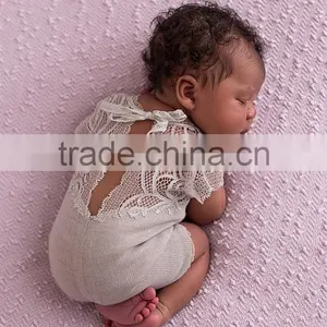 2017 Baby Frock Designs Newborn Baby Clothes Lilac Lace Baby Romper thumbnail-2