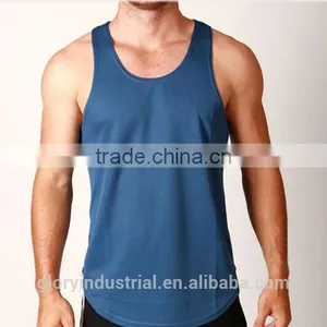 Custom Y Back Preshrunk 100% Cotton Man Blue Gym Sport Vest thumbnail-2