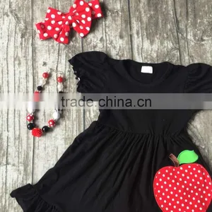 Girls Summer Outfits Children Back to School Clothing Girls Apple Dress With Red White Polka Dot Capri Pants With Accessories thumbnail-3