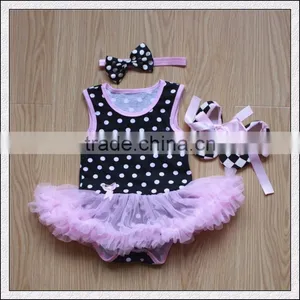 Wholesale 2015 Baby Girl Infant 3pcs Clothing Sets Tutu Romper Dress/Jumpersuit+Headband+Shoes thumbnail-2