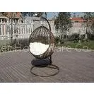 PE Rattan Swing Chair , Garden / Balcony Glider With White Cushion thumbnail-1