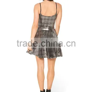 2017 Women's Printed Floral Grid-shape Pleated Dress for Sale thumbnail-4