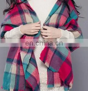 Grid Woolen Fashion Shawls Cross Printed Tartan Western Styles Women Fashion Winter Scarf Scarves thumbnail-1