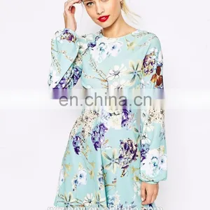 Without Dress Sexy Girls Photo Women Floral Printed Patterned Skater Dress thumbnail-4