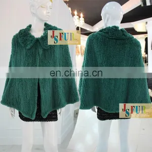 Updating Green Rabbit Fur Cape Knitted Fur Capes thumbnail-1