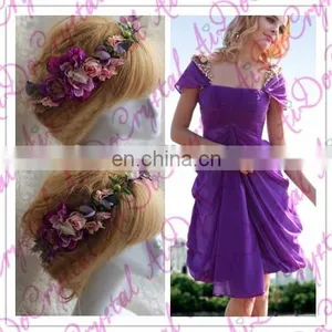 Aidocrystal Lilac Lavender Wedding Hair Wreath, Artificial Flower Crown Hair Accessories thumbnail-4