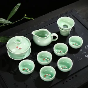 Dark Green Kung fu Tea Set. thumbnail-1