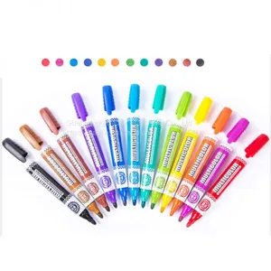 12 Multicolors Custom Whiteboard Marker Pen , With Refill Ink Kids Whiteboard Marker Set thumbnail-2