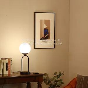 Dimmable LED Desk Lamp,Glass Globe Metal Table Lamp,Wireless Charging&USB Charging Ports thumbnail-3