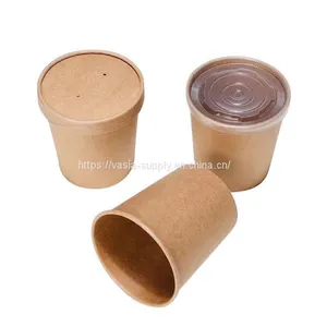Compostable Eco Friendly Soup Paper Takeaway Bowls With pe Coated Paper to go Bowls With Lids Food Container thumbnail-1