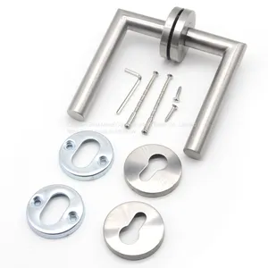Satin Finish Entrance Door Handle Fire Rate Door Handle Stainless Steel Interior Door Handle thumbnail-2
