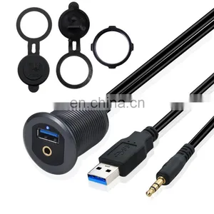 1M USB3.0 and Extension Flush Dash Panel Mount AUX Cable for Car Boat Motorcycle thumbnail-2