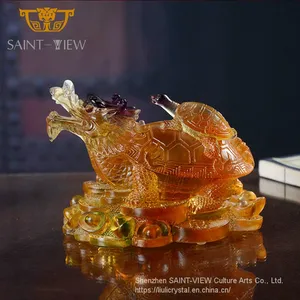 Lost-Wax Liuli Glass Calabash Gourd Pixiu Feng Shui Collecting Money Decorative Sculpture thumbnail-4