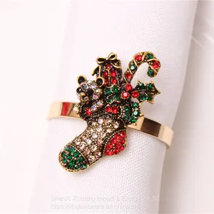 Cute Crutch Christmas Series Rhinestone Table Napkin Ring For New Year Festival thumbnail-2