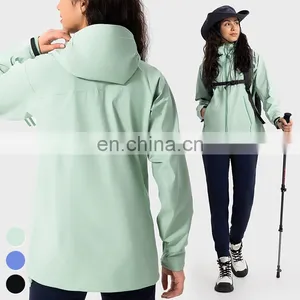 Lightweight Breathable Zipper Softshell Coat Custom Outdoor Jacket Hooded Windproof Waterproof Windbreaker Jacket For Women thumbnail-5