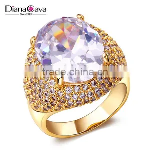 On Sale Fall 2016 Bridal Jewelry Big Zircon Crystal Propose Gorgeous Oval Ring thumbnail-2