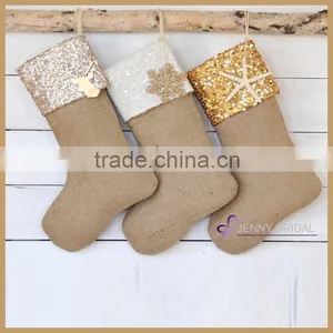 CTS010A Wholesale Sequin Jute Christmas Stocking Quality Choice thumbnail-1
