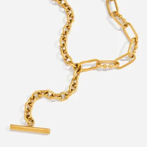 Custom Round Stainless Steel Rhinestone Charm Necklace - 18K Gold Plated thumbnail-3