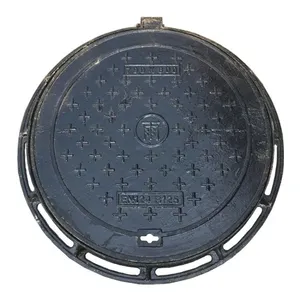 Hot Selling EN124 500*500mm 600*600mm Ductile Iron Road Waterproof Black Round Half Weight Jingdong Model 12 Manhole Cover thumbnail-3