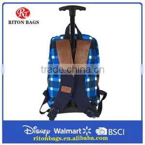 Durable Canvas Trolley Backpack With Full Linings & Single Handle and Skating Wheels for Teens thumbnail-3
