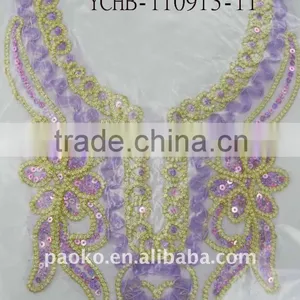 YCHB-110913-11 Embroidery Applique, Fabric VNeck, Neckline Motif thumbnail-1