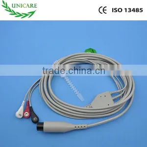 One-piece 6pin 3-lead AHA/IEC ECG Cable OEM 008-0315-00 thumbnail-1