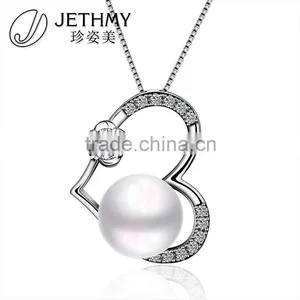 Attractive Platinum Plated Imitation Pearl Mounting Best Friend Heart Pendant thumbnail-1
