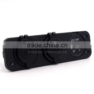 BJ-UPS-003 Universal 12V Three Hole Cigarette Lighter Charger Voltmeter Motorcycle USB Power Supply thumbnail-2
