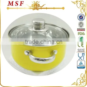 Low Cost Yellow Painting Exterior Stainless Steel Pot Kitchen Utensil thumbnail-1