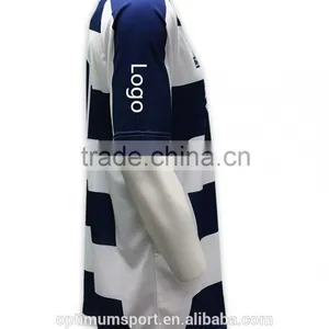 2013 Royal and White Striped Good-looking Custom Rugby Jersey Quality Choice thumbnail-3