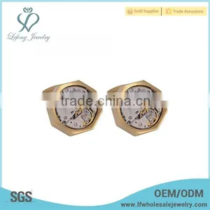 Antique Men Design Gold Cufflinks,copper Floating Locket Watch Cufflinks thumbnail-1