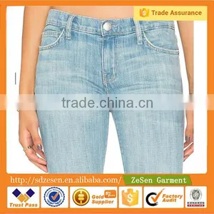 New Style Light Bule Stiletto Slight Whiskering Women Jeans Pant thumbnail-4