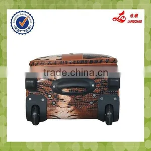 Two Wheels PU Leather Carry On Vintage Trolley Luggage thumbnail-4