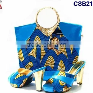 CSB2100 New Coming Hot Sale Fantastic Adorable Design Yellow Red Set High Heel Casual Slippers Shoes Matching Bag Set thumbnail-2
