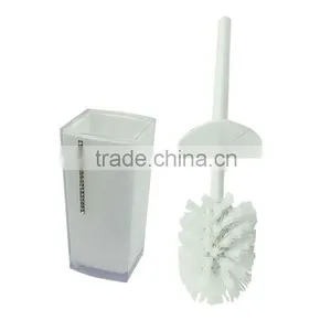 Hotel White Plastic Toilet Brush With Holder thumbnail-1