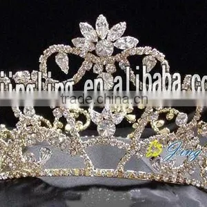 Rhinestone and Crystal Gold Flower Crowns Tiaras thumbnail-1