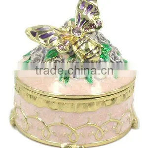 Butterfly and Flower Jewelry/Trinket Box, Made of Metal-alloy thumbnail-1