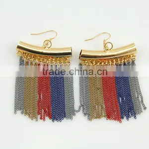Fashion Leather Choker Necklace Witn Metal Tassel Earrings Costume Jewelry Set Supplier's Choice thumbnail-2