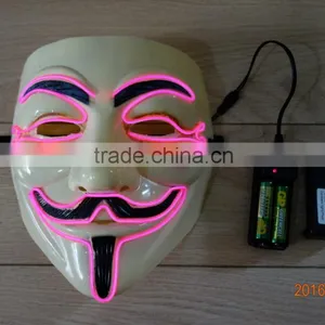 EL Wire V For Vendetta Mask / EL Light Party Mask / EL WIRE Halloween Masquerade Face Mask thumbnail-2