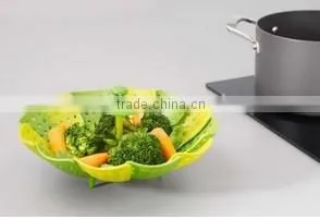 Nylon Collapsible Steamer Basket,Green and Dark Green thumbnail-4