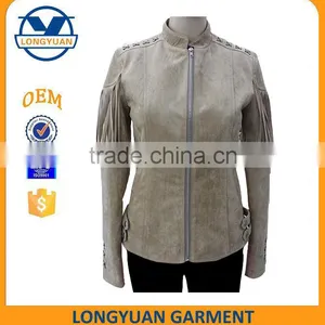 Latest Design Fashion Suede Material Slim Fit Style European Fashion pu Leather Jacket for Woman 2016 thumbnail-1
