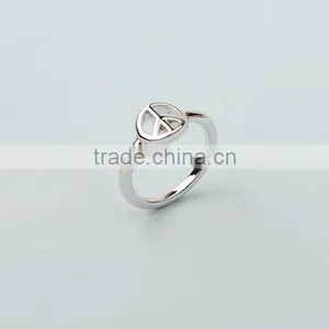 Rhodium Plated Peace Ring KNUCKLE Ring, Peace Sign Finger Midi Ring Silver thumbnail-1